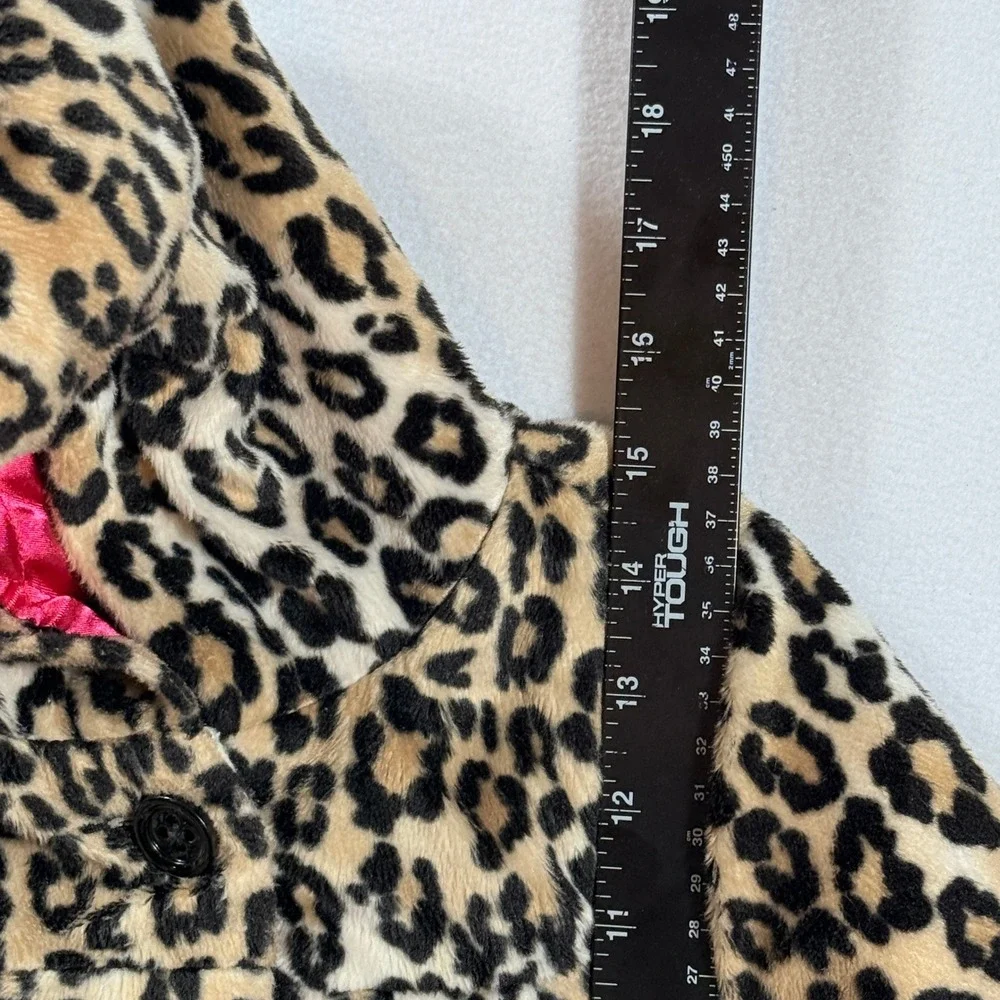 Gymboree Faux Fur Jacket Girls 2T-3T Leopard Print‎ Hooded Ears Pink Lining Coat